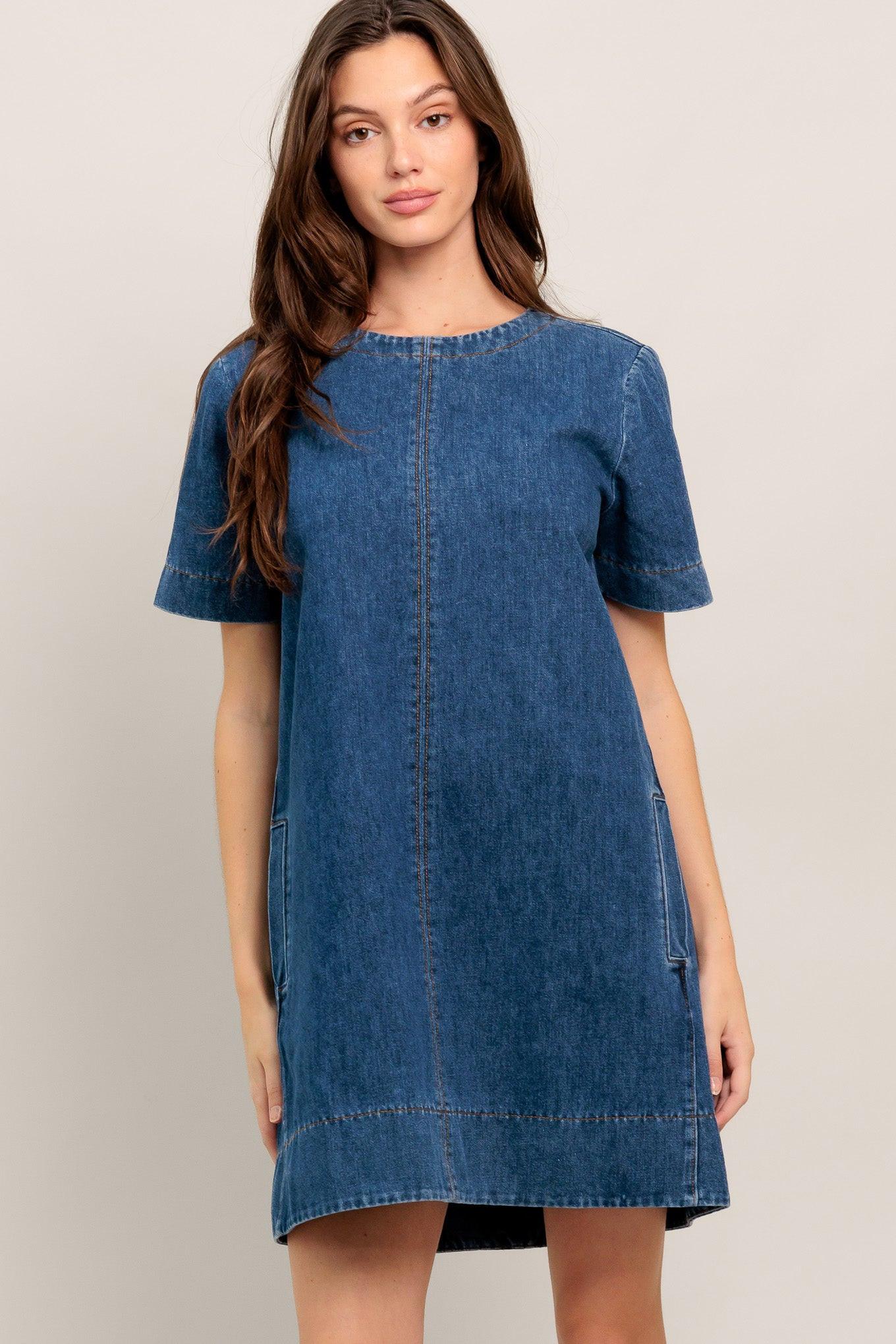 Simply Put Together Denim Mini Dress - Image 3