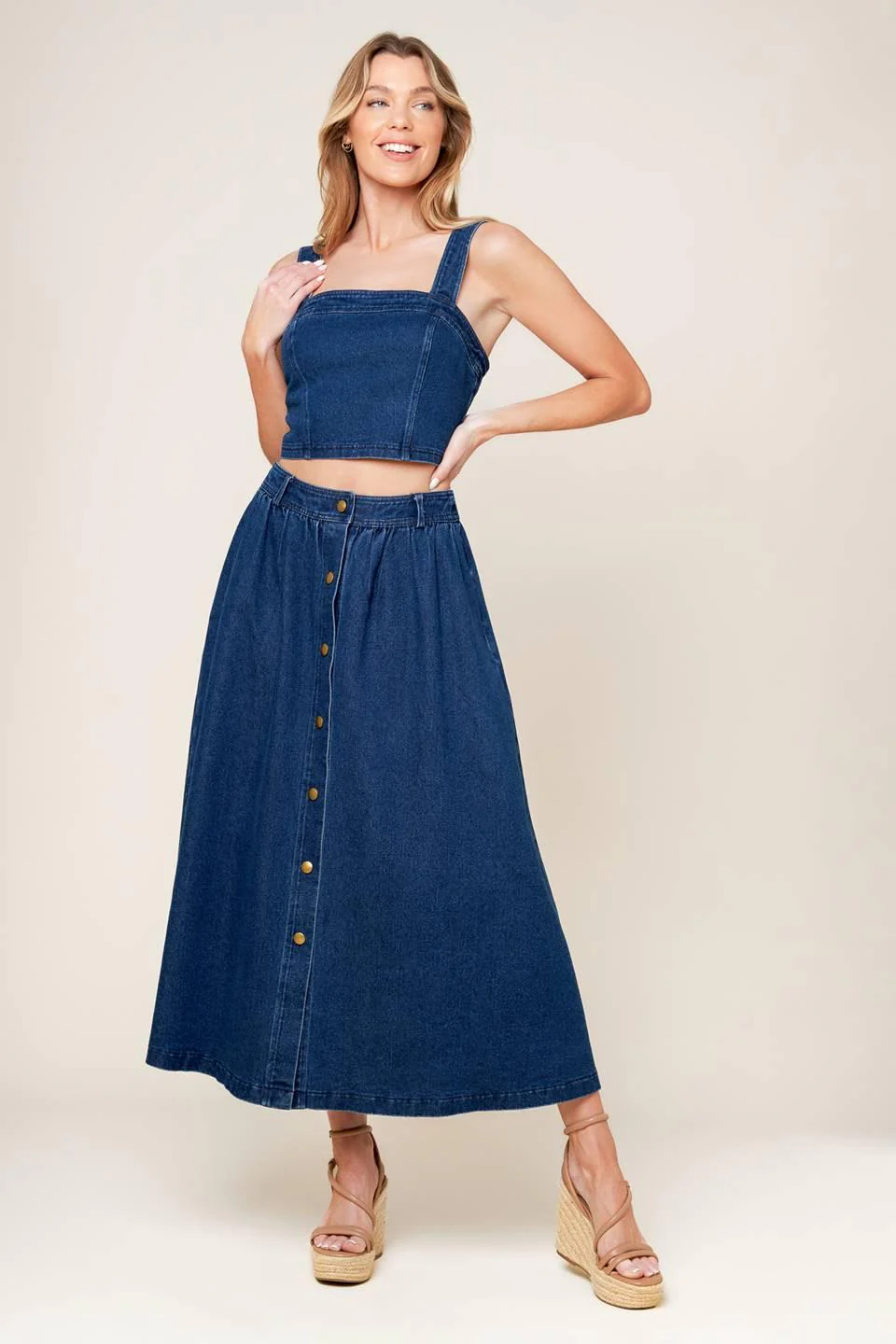 Simply the Vibe Denim Top and Skirt Set - Image 5