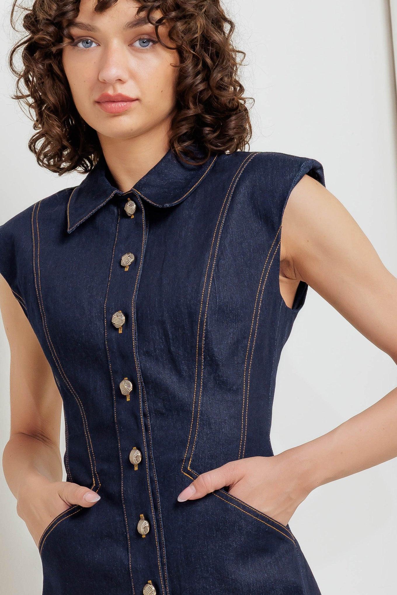 Sleek Craft Denim Mini Dress - Image 2