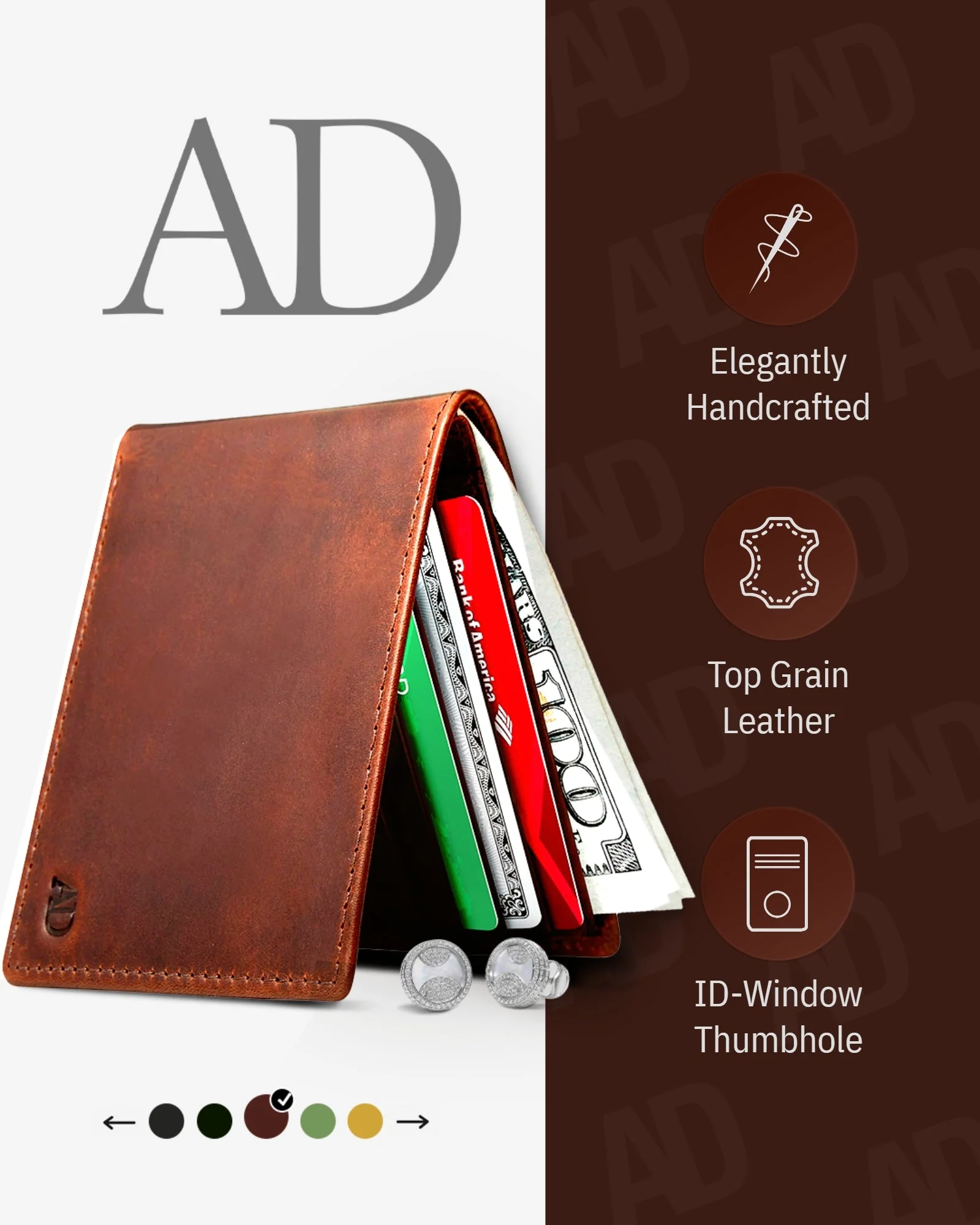 Slim Bifold Wallet With ID Window - Image 30