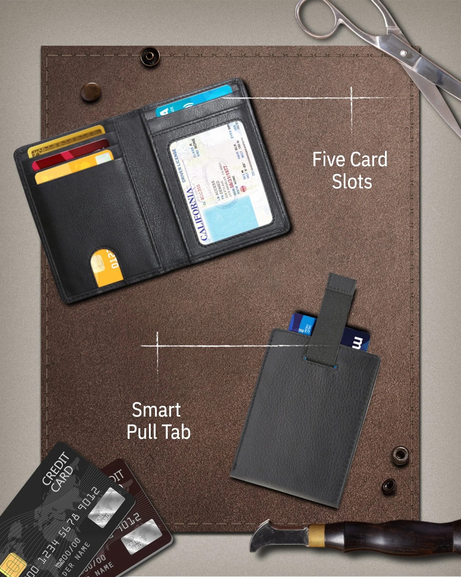 Slim Bifold Wallet With Pull Strap - Image 4