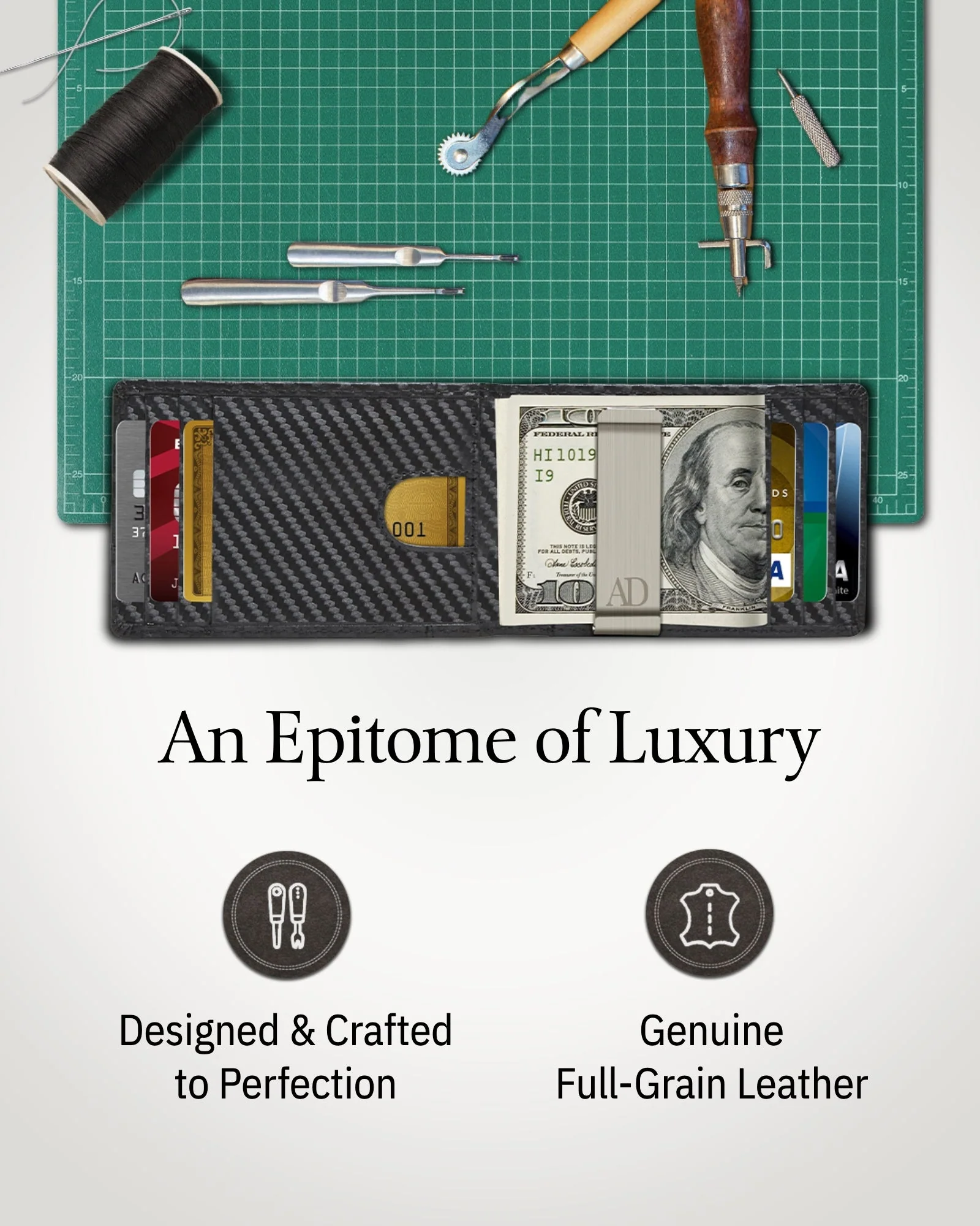 Slim Money Clip Bifold Wallet - Image 3