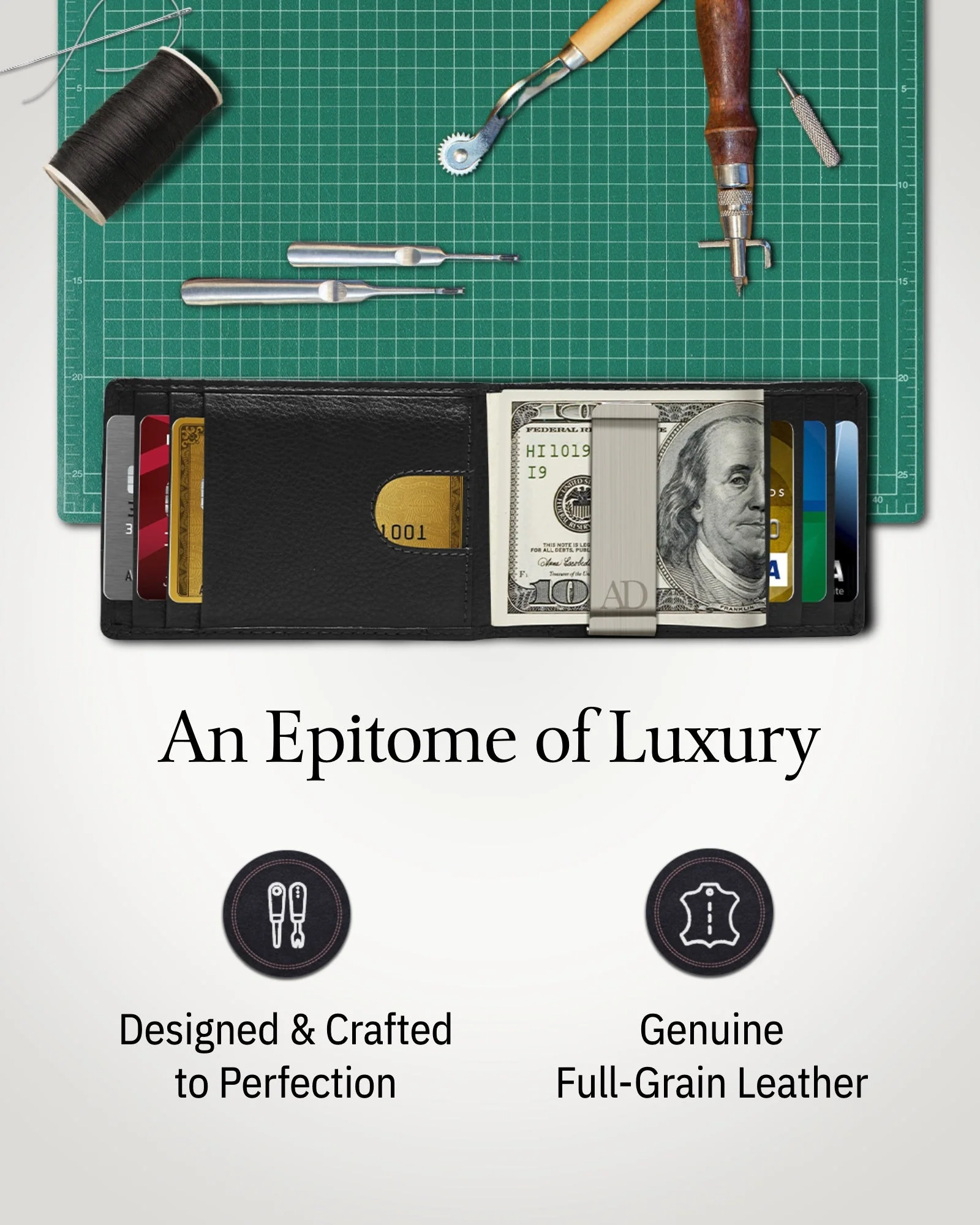 Slim Money Clip Bifold Wallet - Image 9