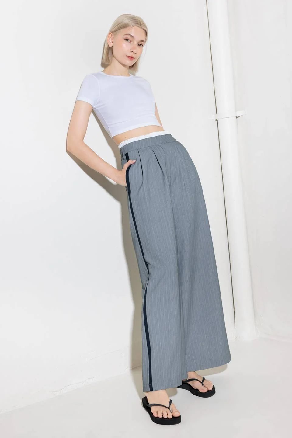 Smile Bright in Grey Woven Pants - Image 6