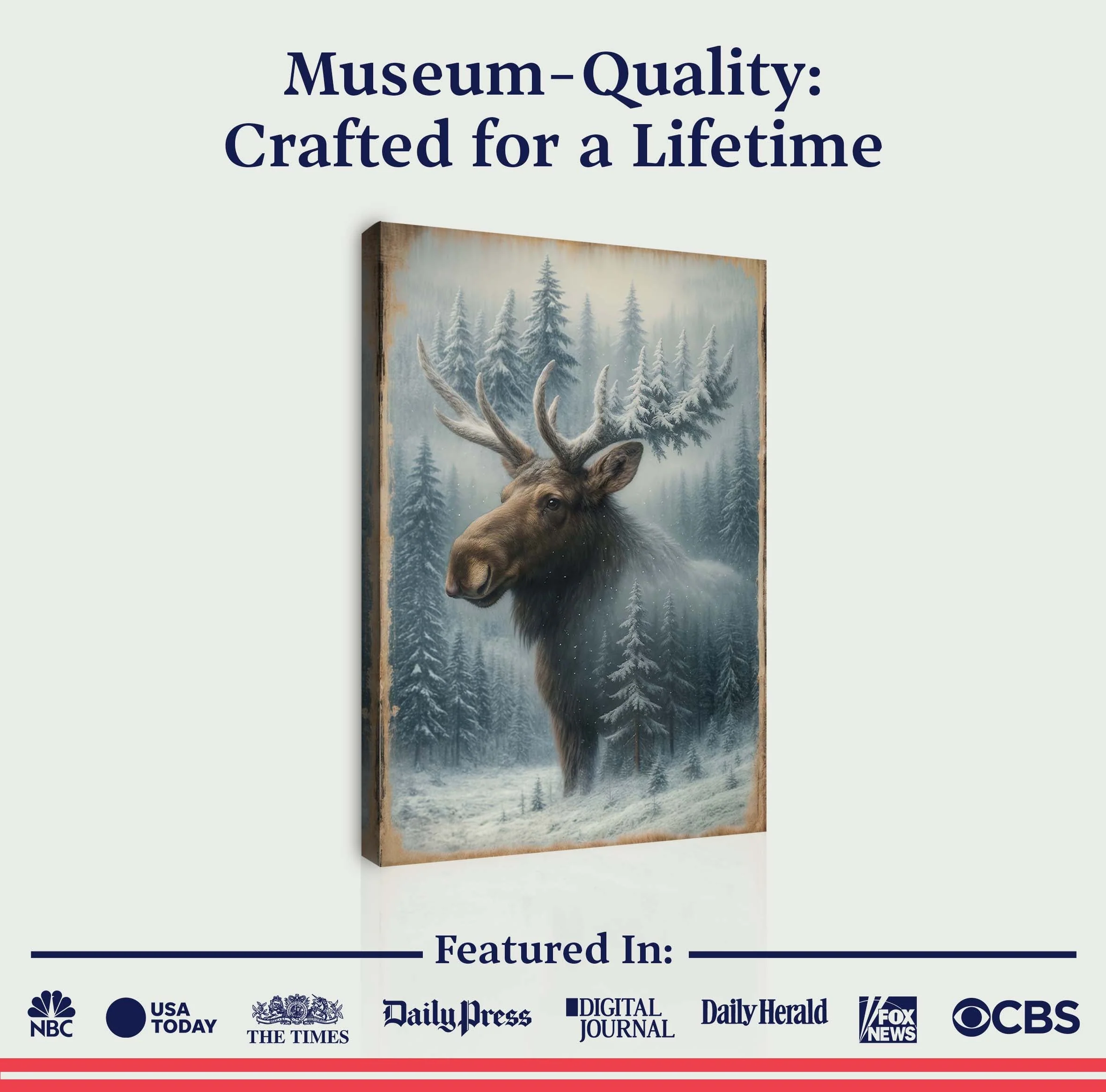 Snowy Forest Moose Double Exposure Wall Art - Image 6
