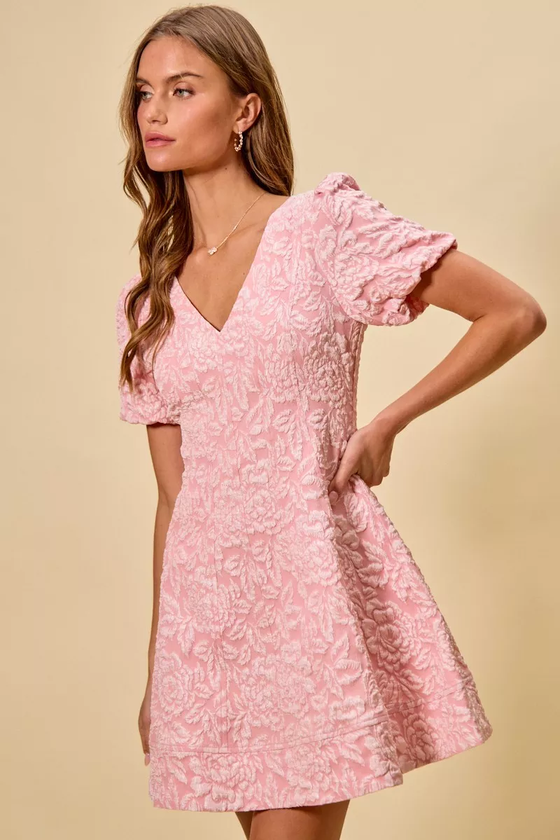 SO ME Floral Jacquard Fit And Flare Daily Mini Dress (M) - Image 2