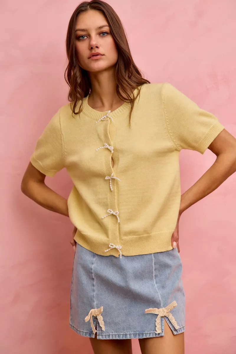 SO ME Lace Ribbon Trim Denim Mini Skirt - Image 7