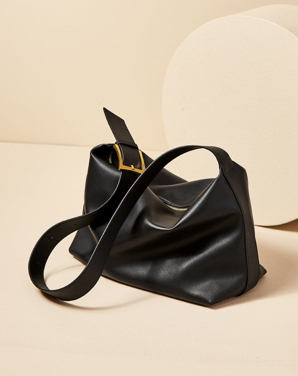 Soft Leather Slouch Shoulder Hobo Bag - Image 5