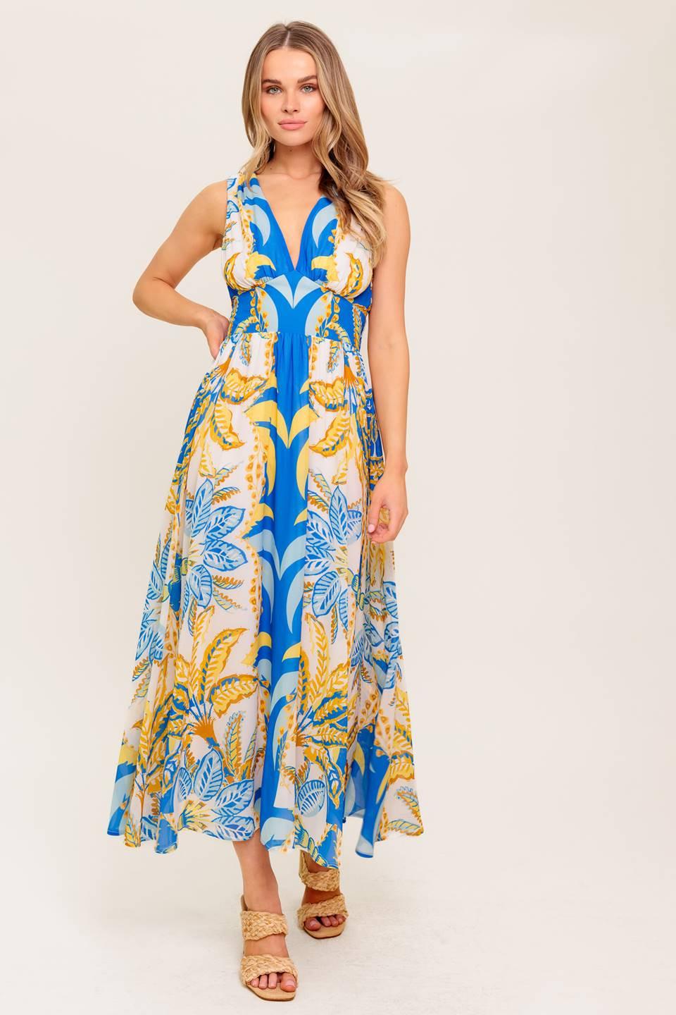 Soft Meadow Blue Woven Midi Dress - Image 3