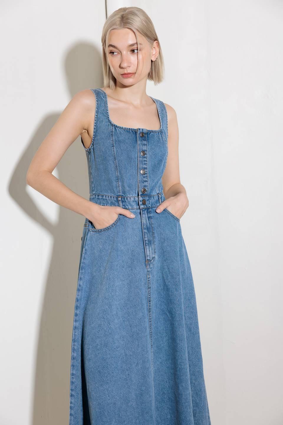 Softly Romantic Denim Midi Dress - Image 5