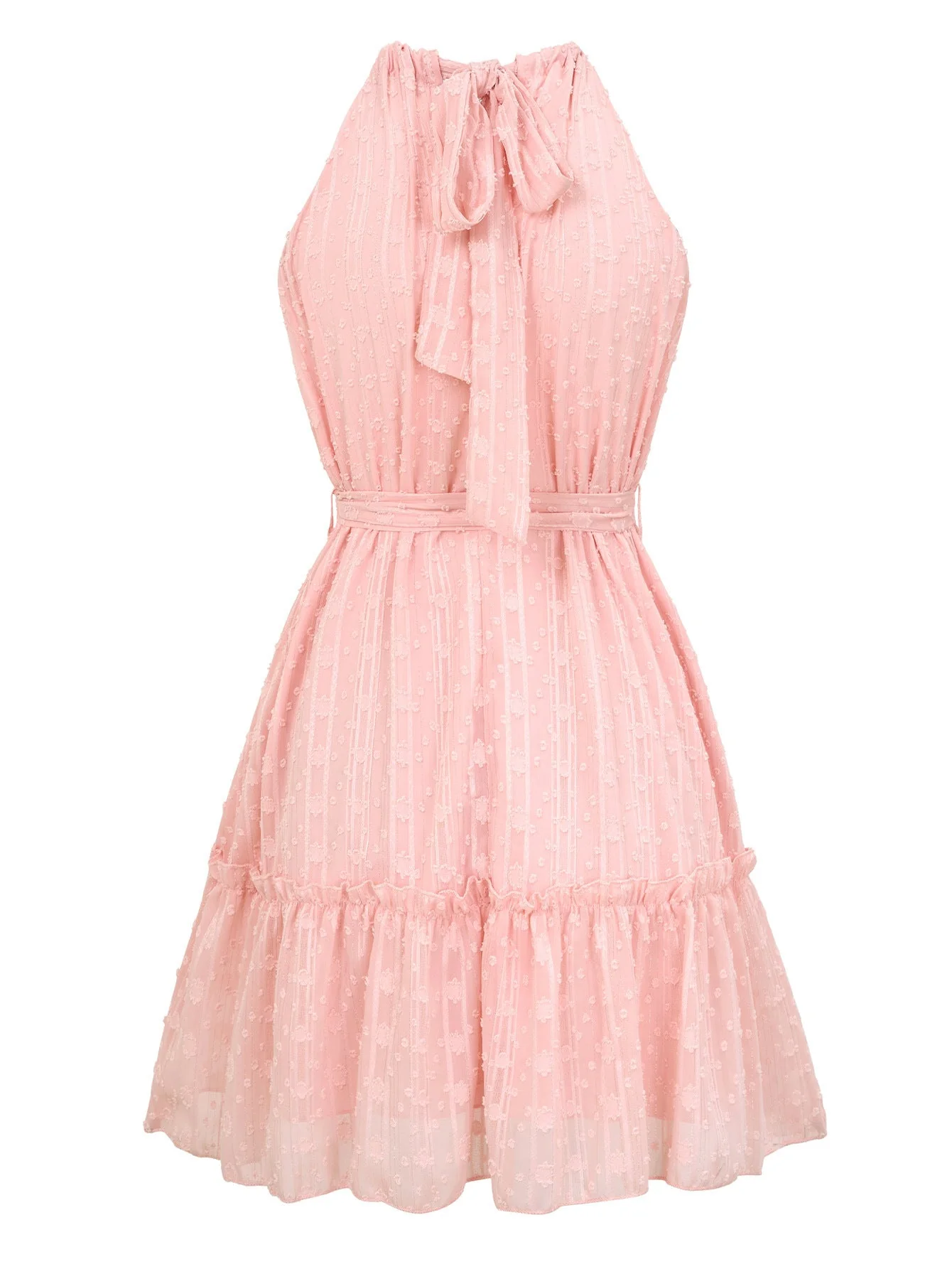 Solid Color Halterneck Dress Summer Casual Lace Tie Waist Womens Clothing New Fashion Vacation Beach Dresses - Image 6