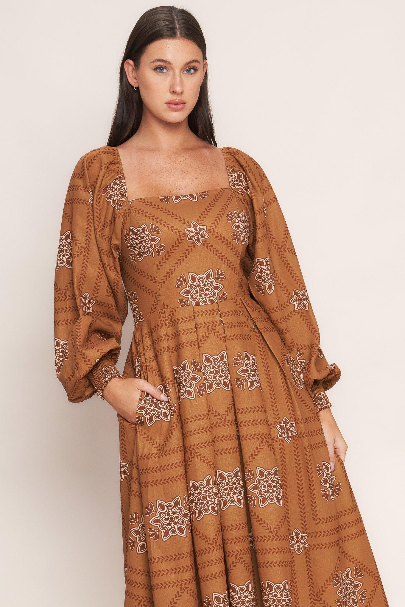 Southwest Squares Woven Midi Dress - Image 3