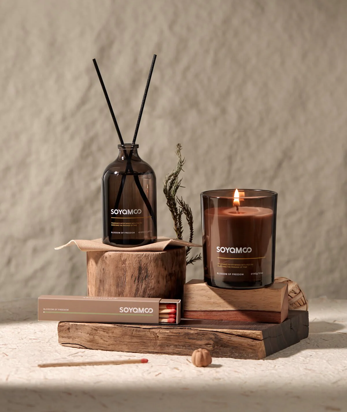 SOYAMOO Zen Wood & Tea Earth Collection Brown Glass 4-Piece Set