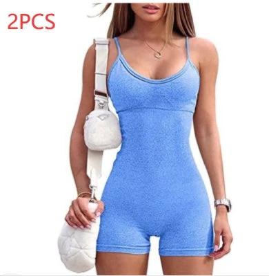 Spaghetti Strap Shorts Jumpsuit Sports Yoga Workout Tight Romper Women Fashion Fitness Sportwear - Image 13