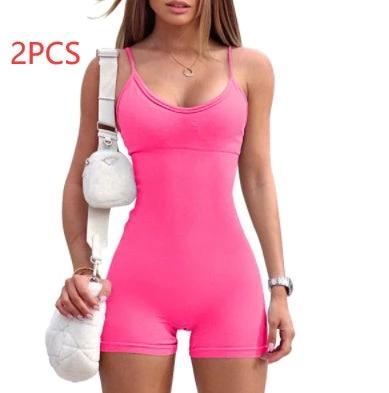 Spaghetti Strap Shorts Jumpsuit Sports Yoga Workout Tight Romper Women Fashion Fitness Sportwear - Image 19