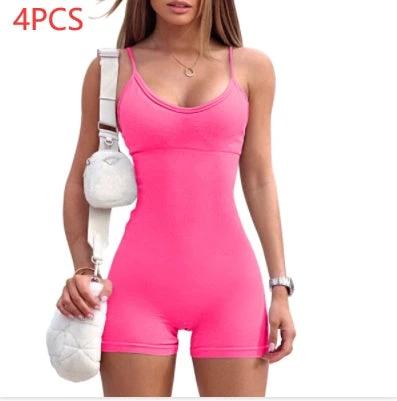 Spaghetti Strap Shorts Jumpsuit Sports Yoga Workout Tight Romper Women Fashion Fitness Sportwear - Image 20