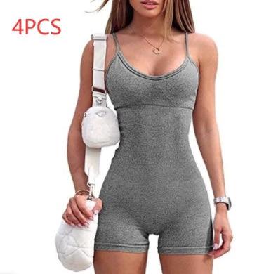 Spaghetti Strap Shorts Jumpsuit Sports Yoga Workout Tight Romper Women Fashion Fitness Sportwear - Image 26