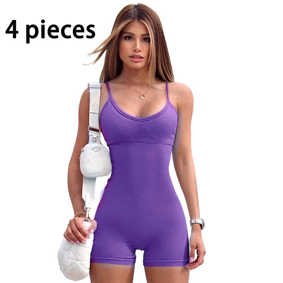 Spaghetti Strap Shorts Jumpsuit Sports Yoga Workout Tight Romper Women Fashion Fitness Sportwear - Image 35
