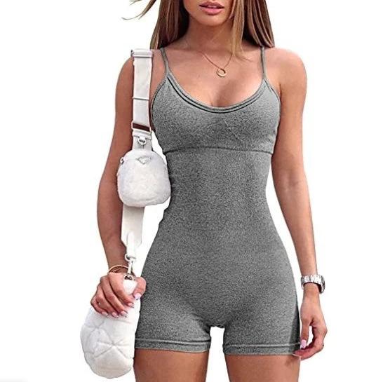 Spaghetti Strap Shorts Jumpsuit Sports Yoga Workout Tight Romper Women Fashion Fitness Sportwear - Image 7