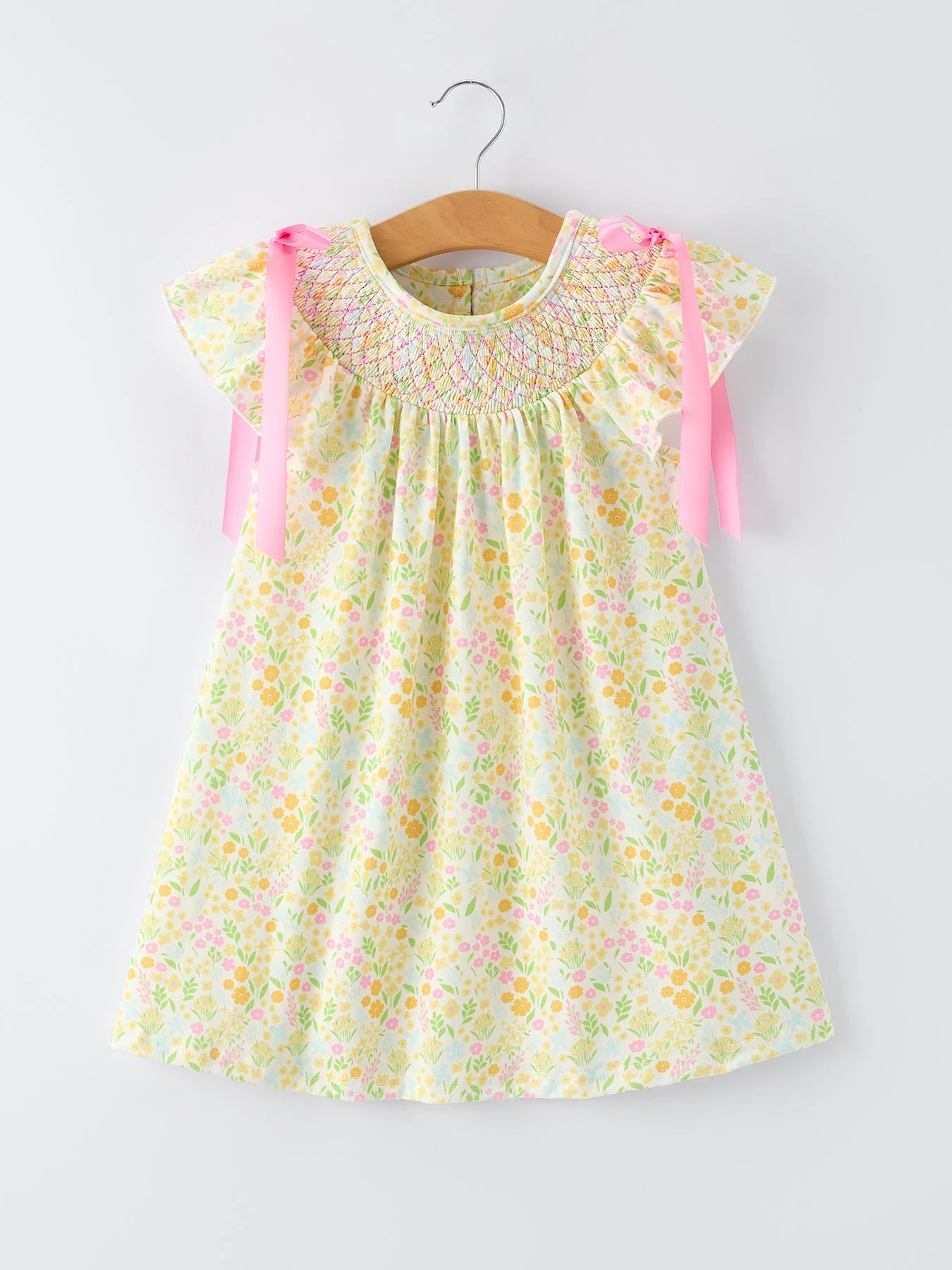 Spring Floral Smocked Girl Dress