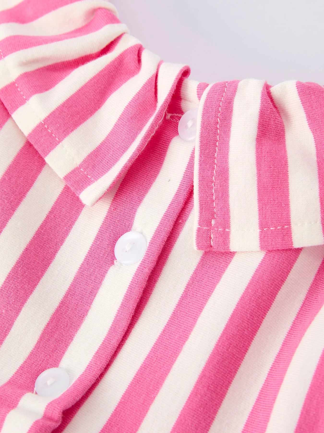 Spring  Pink Striped Ruffled Girls' Dress with Hat - Image 11