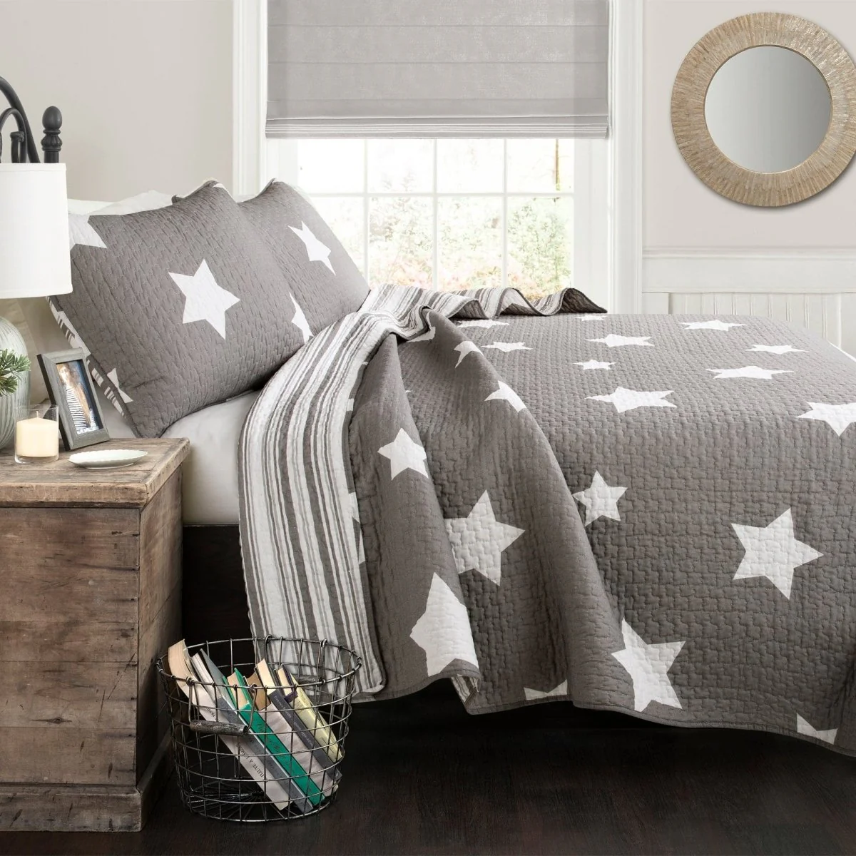 Star Reviersible 2 Piece Quilt Set Twin Size - Image 8