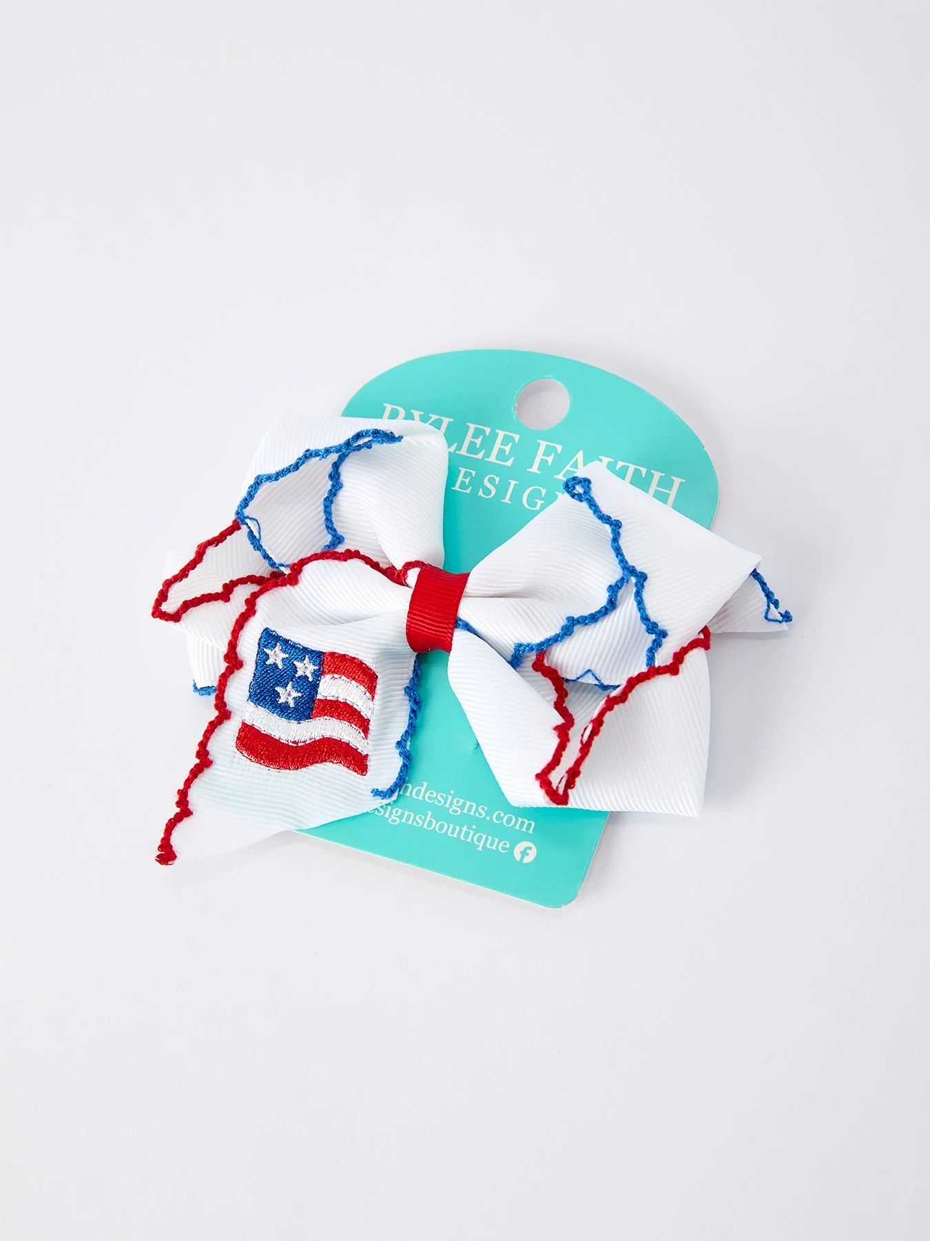Stars & Stripes Flag Hair Bow – Toddler Girls July 4th Hair Accessory - Image 2