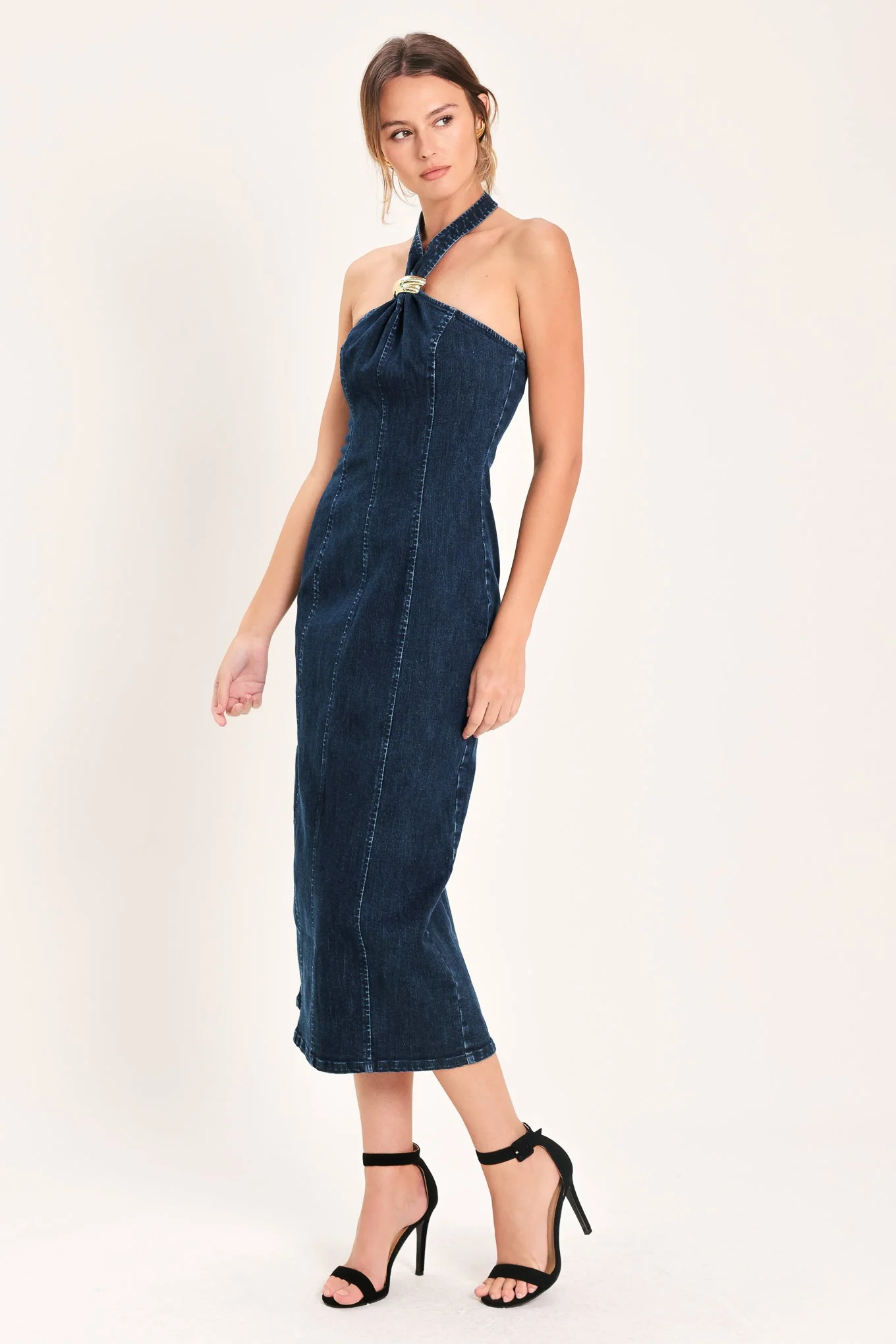 Statement Denim Midi Dress - Image 5