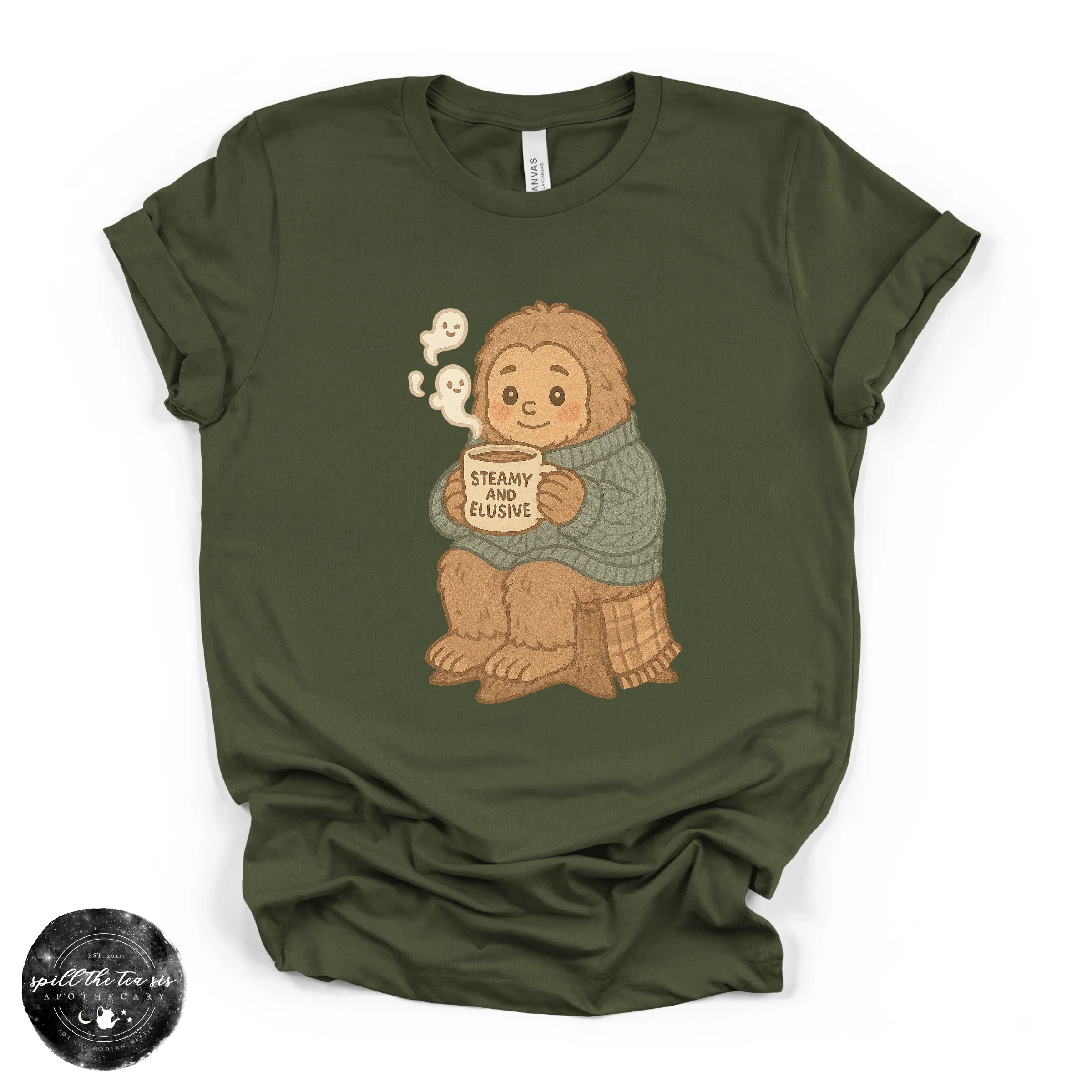 Steamy & Elusive Bigfoot Tee | Funny Cryptid Graphic T-Shirt - Image 3