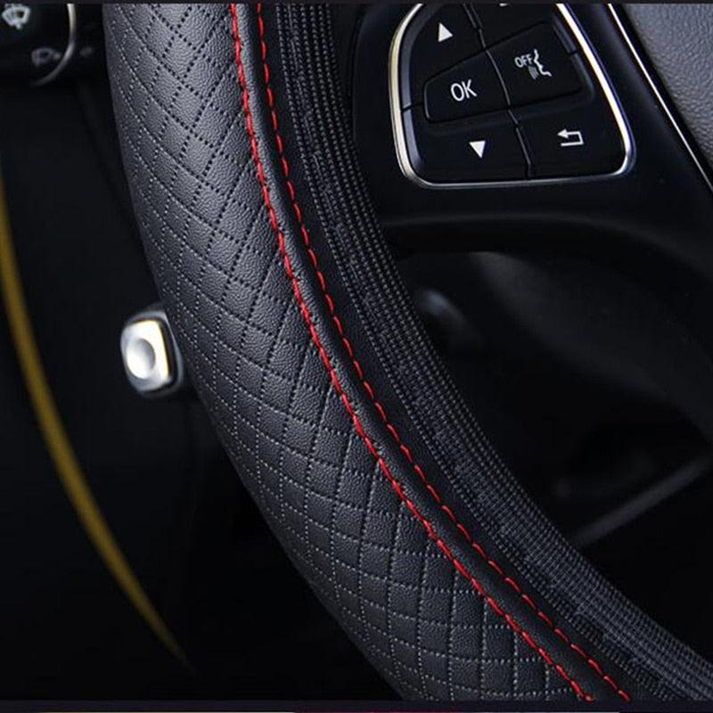 Steering Wheel Cover Braid On The Steering Wheel Cover Auto Car Steering Wheel Cover Wear-resistant Anti-slip Car Accessories Microfiber Breathable Wheel Cover Car Accessories Warm Steering Wheel Cover Winter Cool Summer Cover Interior - Image 2