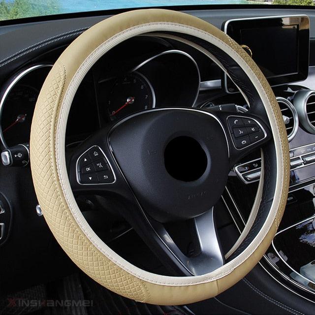 Steering Wheel Cover Braid On The Steering Wheel Cover Auto Car Steering Wheel Cover Wear-resistant Anti-slip Car Accessories Microfiber Breathable Wheel Cover Car Accessories Warm Steering Wheel Cover Winter Cool Summer Cover Interior - Image 4