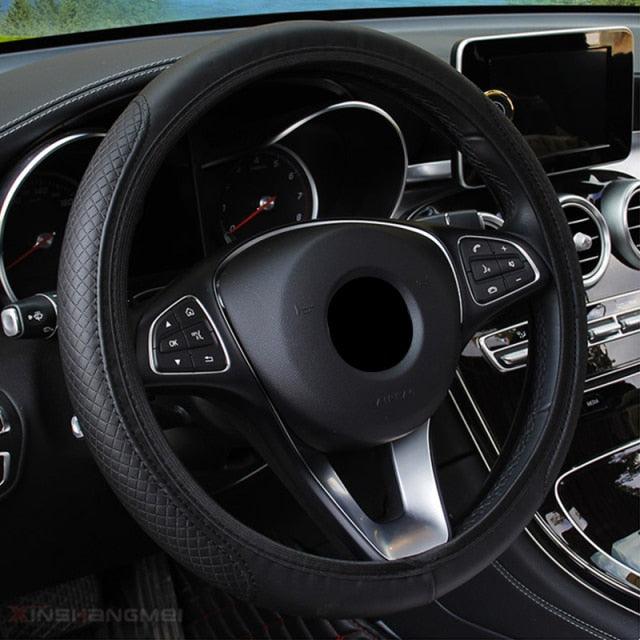 Steering Wheel Cover Braid On The Steering Wheel Cover Auto Car Steering Wheel Cover Wear-resistant Anti-slip Car Accessories Microfiber Breathable Wheel Cover Car Accessories Warm Steering Wheel Cover Winter Cool Summer Cover Interior - Image 7