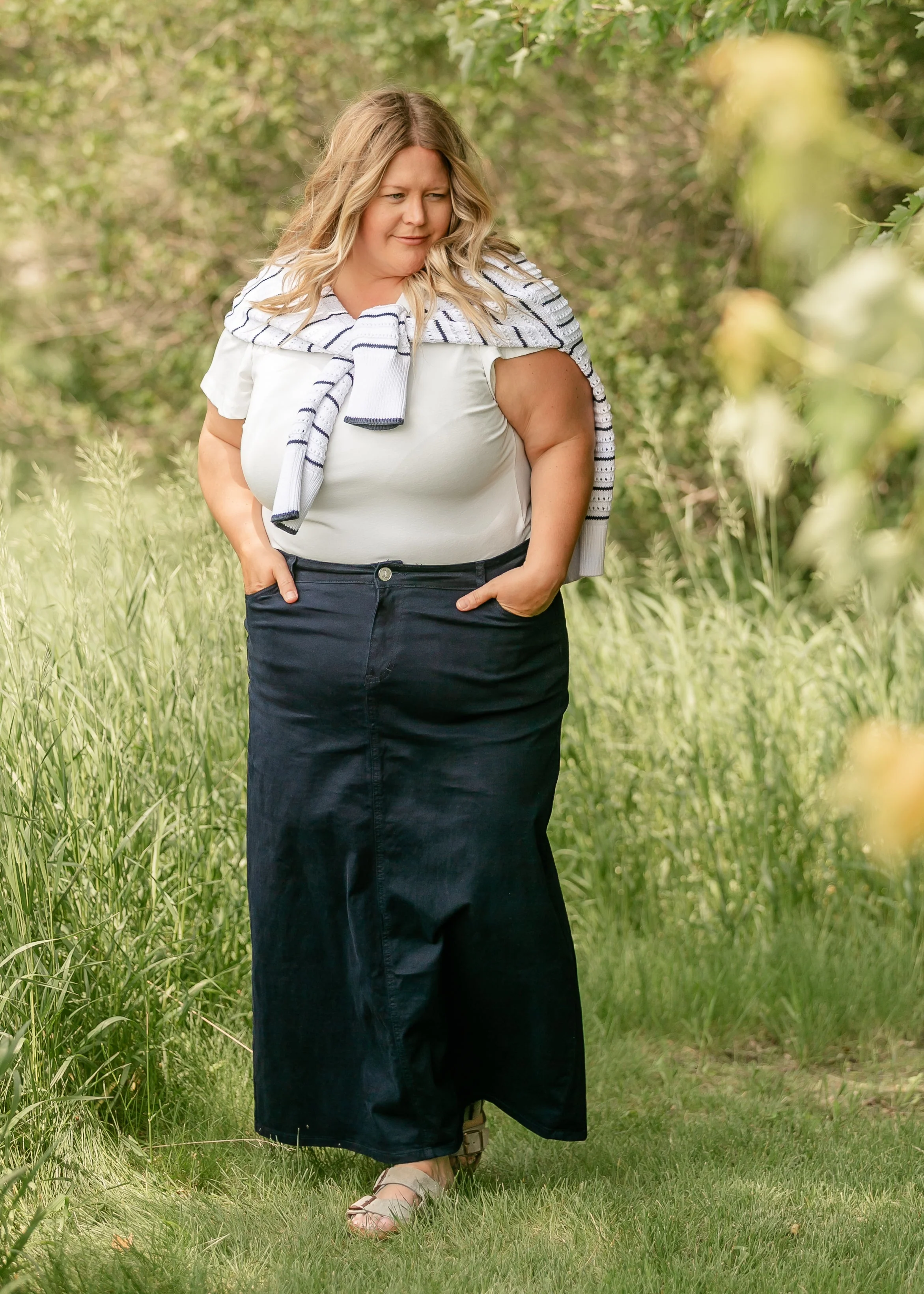 Stella Navy Maxi Denim Skirt - Image 8