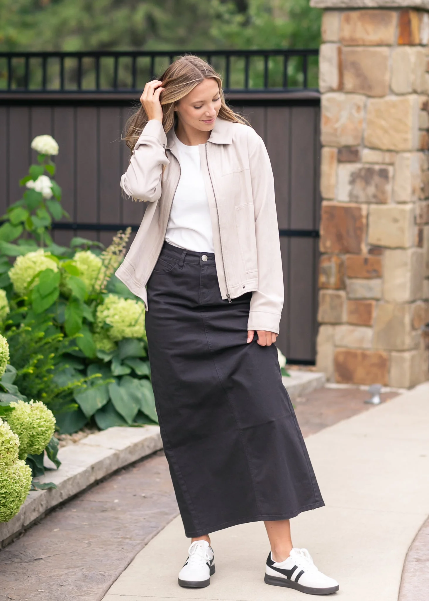 Stella Onyx Black Denim Maxi Skirt - Image 9
