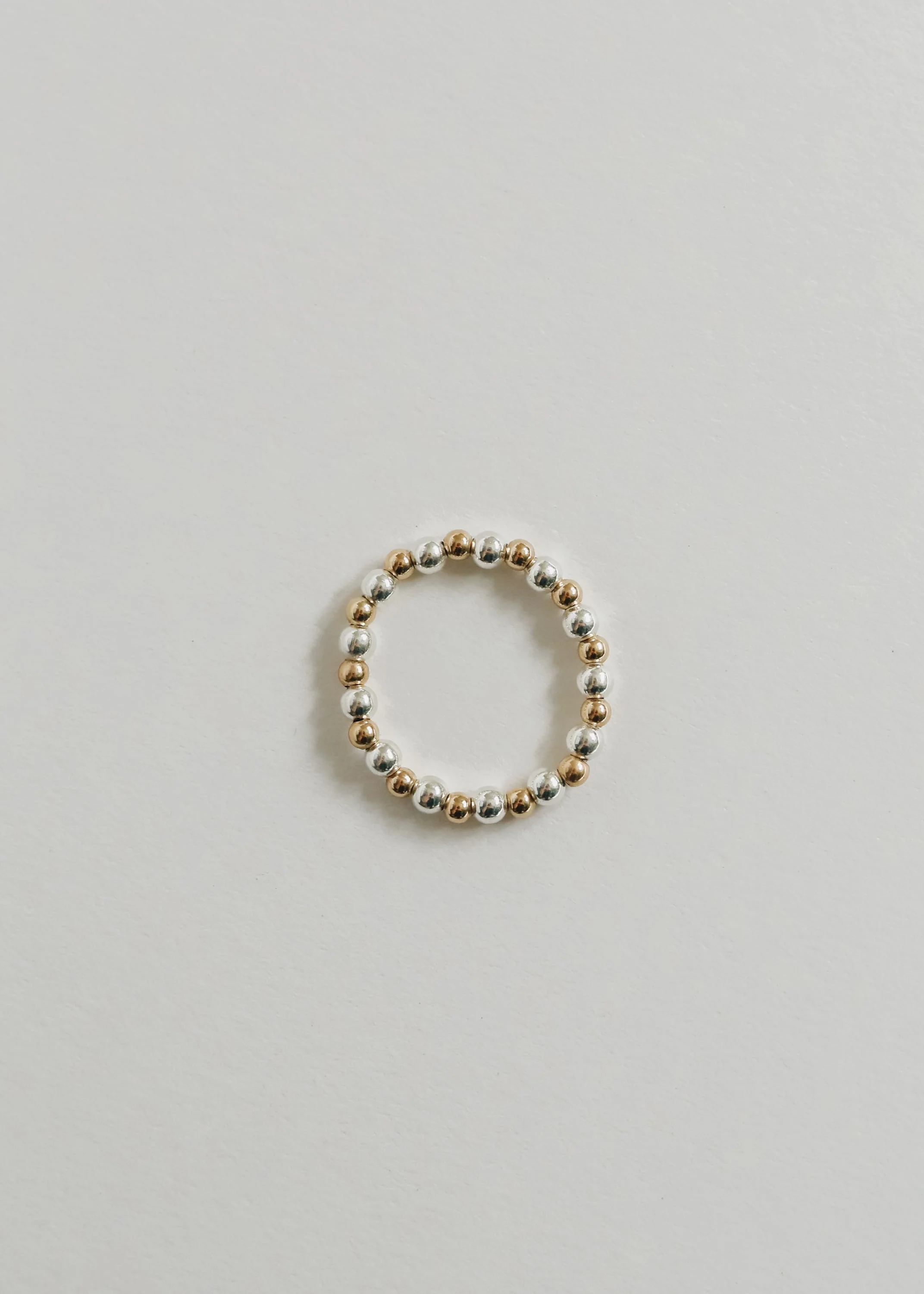 Sterling Silver + 14k Gold Filled || Beaded Stretch Ring - Image 2