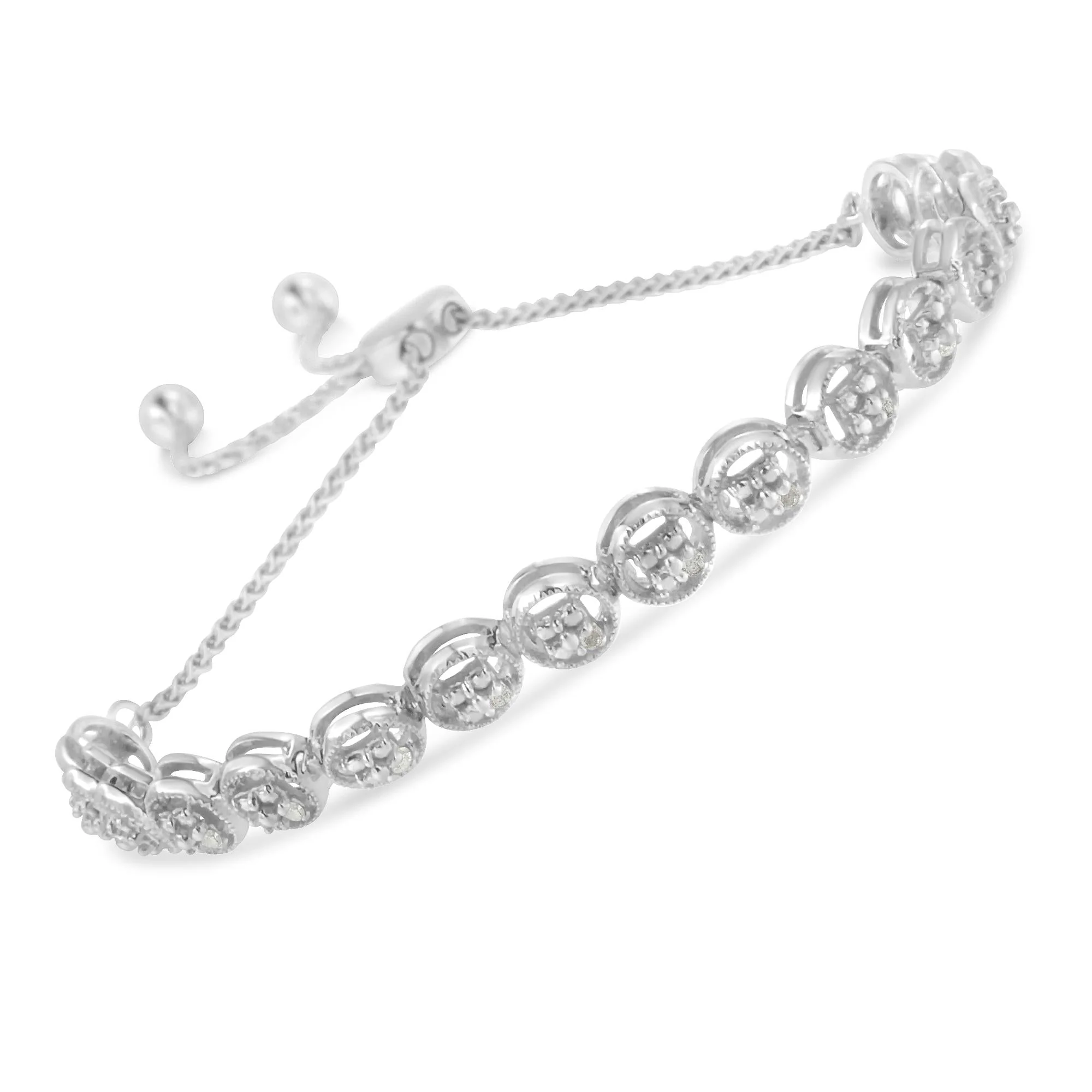 Sterling Silver Diamond Bolo Bracelet (0.1 cttw, I-J Color, I3 Clarity) - Image 4