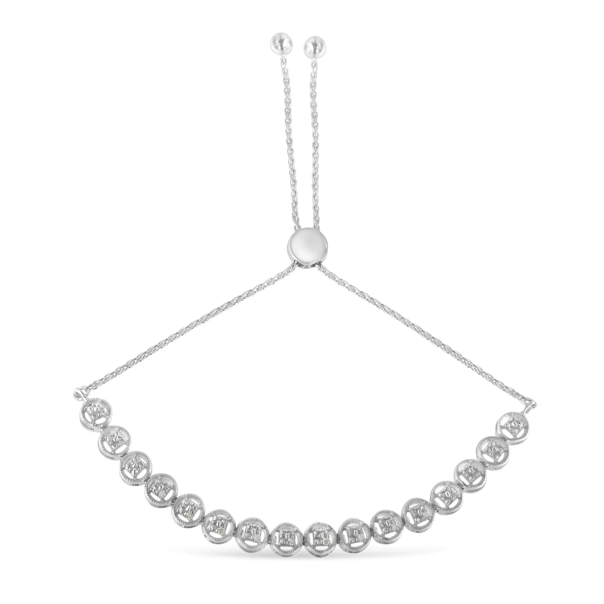 Sterling Silver Diamond Bolo Bracelet (0.1 cttw, I-J Color, I3 Clarity) - Image 5