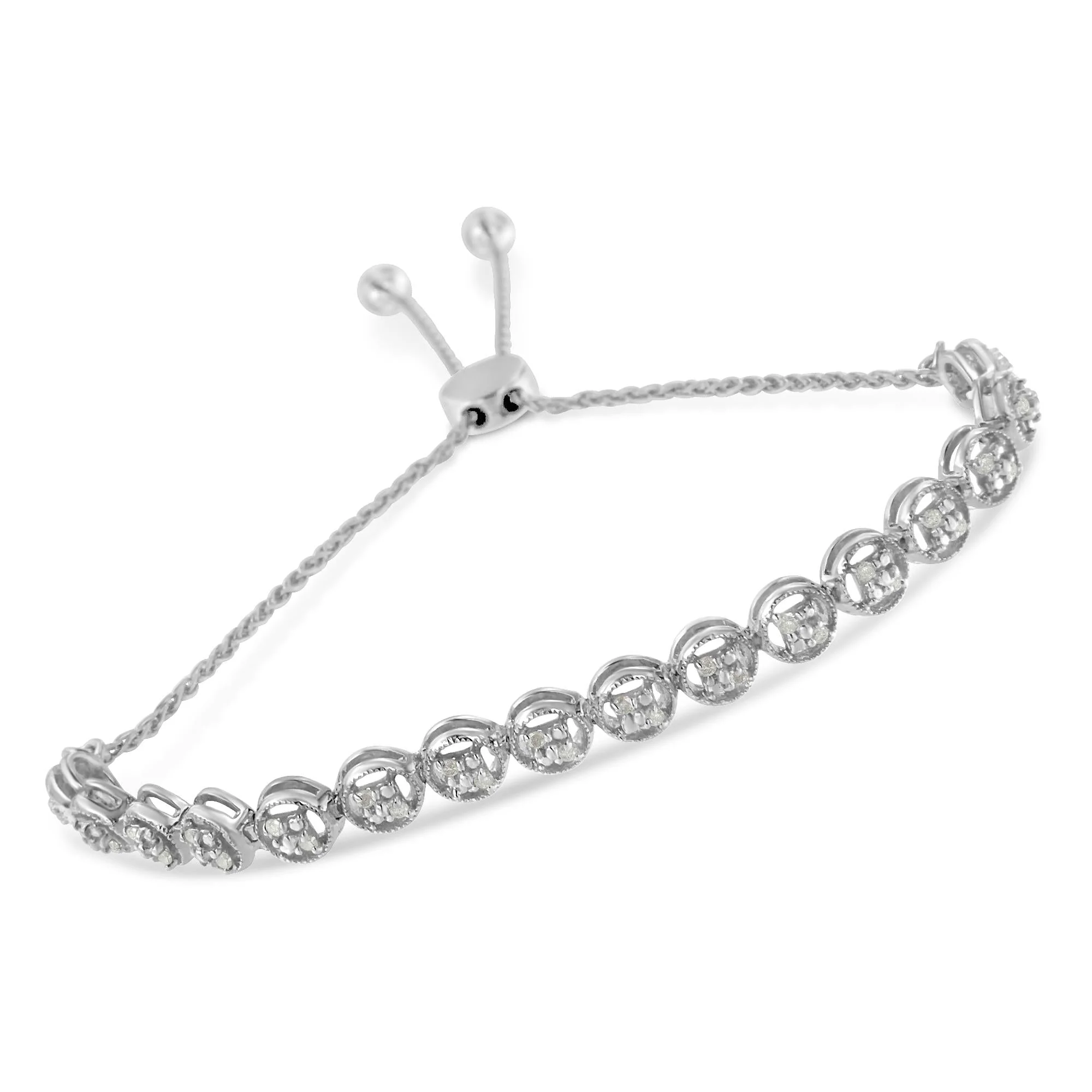 Sterling Silver Diamond Bolo Bracelet (0.25 cttw, I-J Color, I3 Clarity) - Image 2