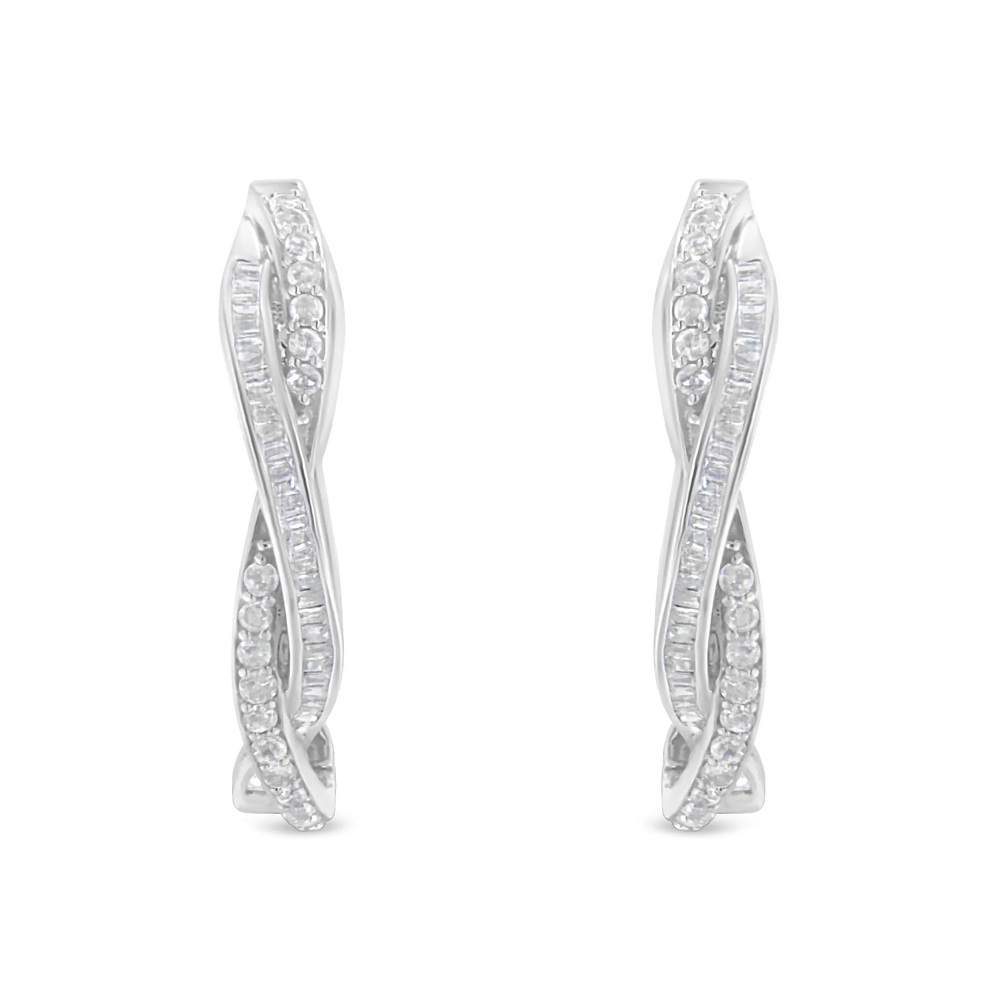Sterling-Silver Diamond Hoop Earring (0.75 cttw, I-J Color, I2-I3 Clarity) - Image 4