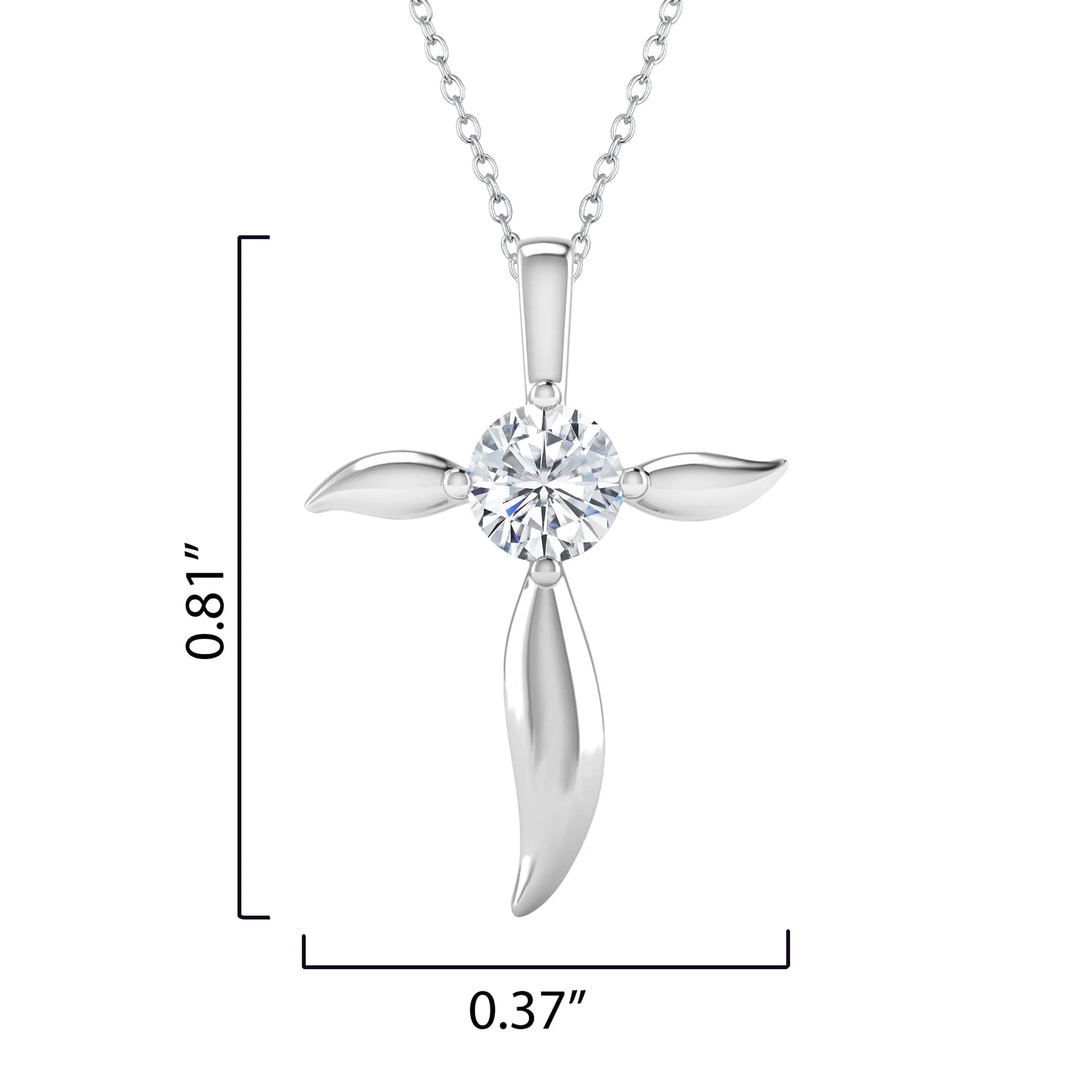 Sterling Silver Moissanite Solitaire Cross Pendant with 18" Chain - Image 3