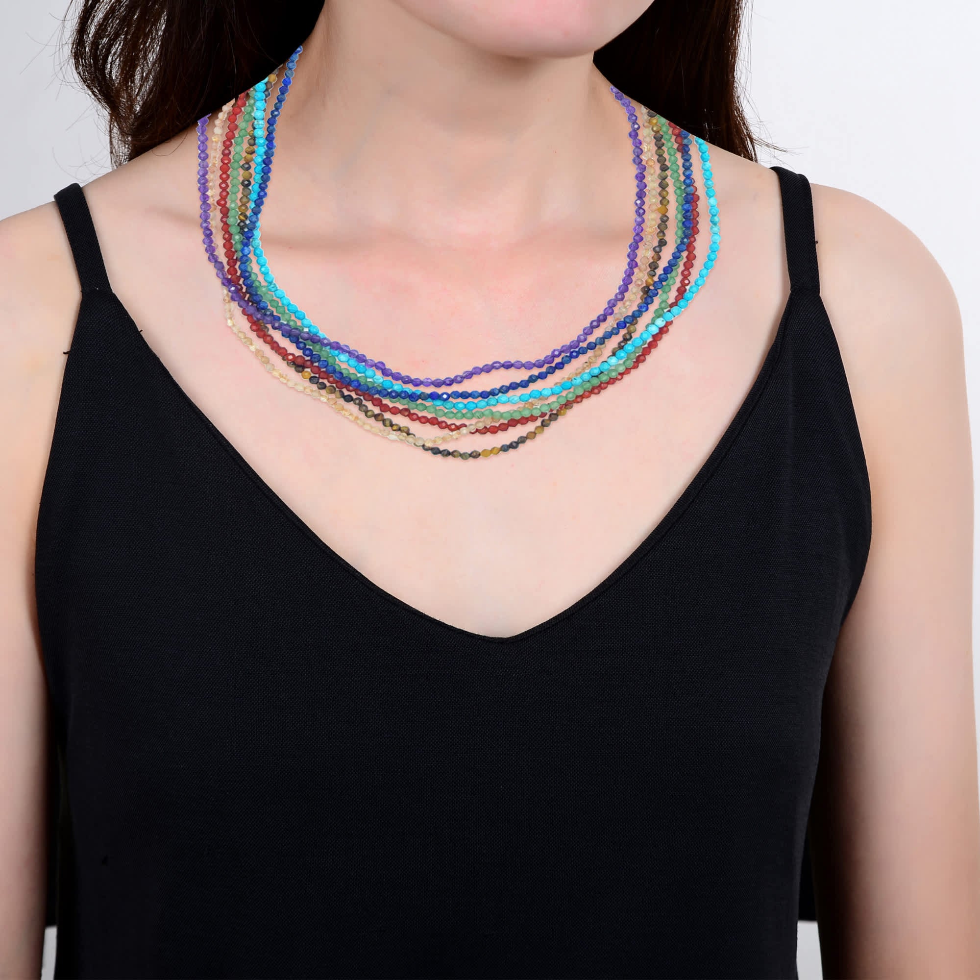 Sterling Silver Multi Gemstone Beaded Necklace - Image 3