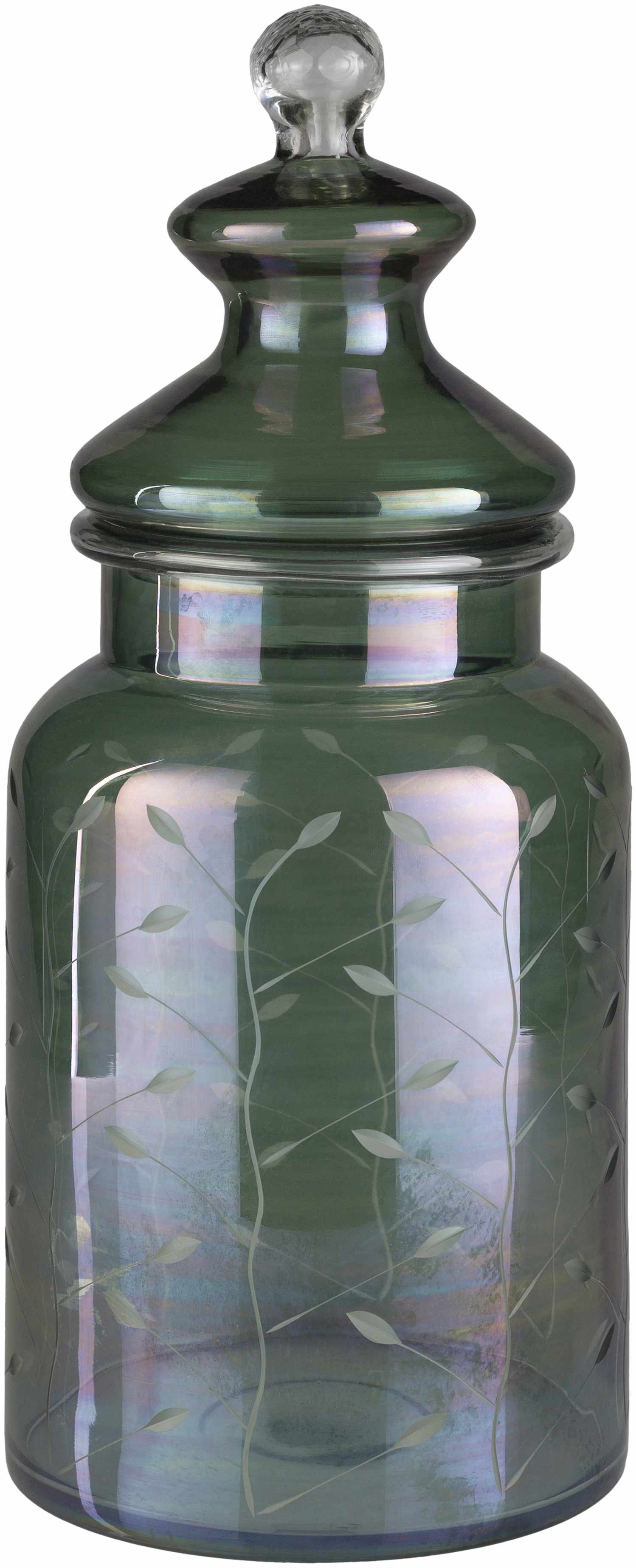 Stewartville Green Etched Glass Jar - Clearance - Image 6