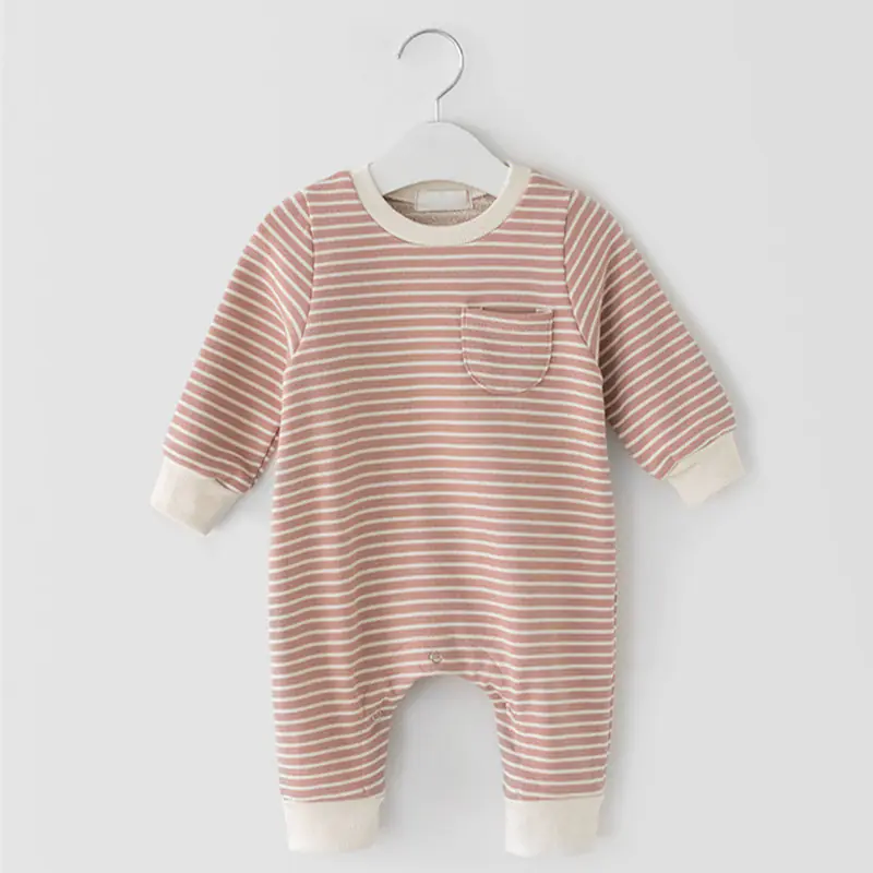 Striped Long-Sleeved Jumpsuit for Baby Boys and Girls - Image 8