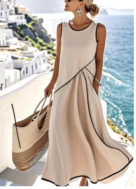Striped Print Maxi Dress – Short Sleeve Beach Vacation Dress - Image 6