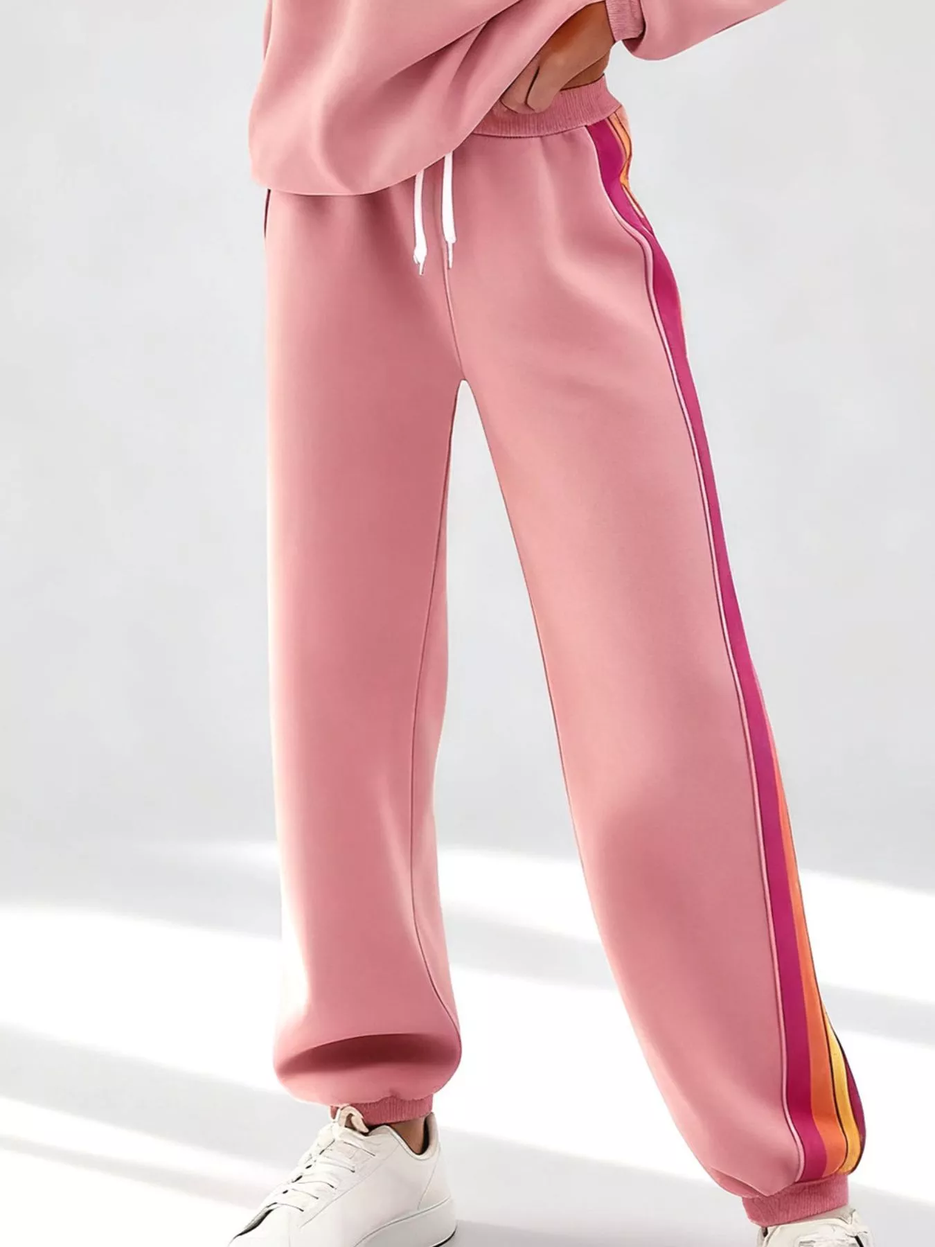Striped Round Neck Sweatshirt and Pants Set - Image 15