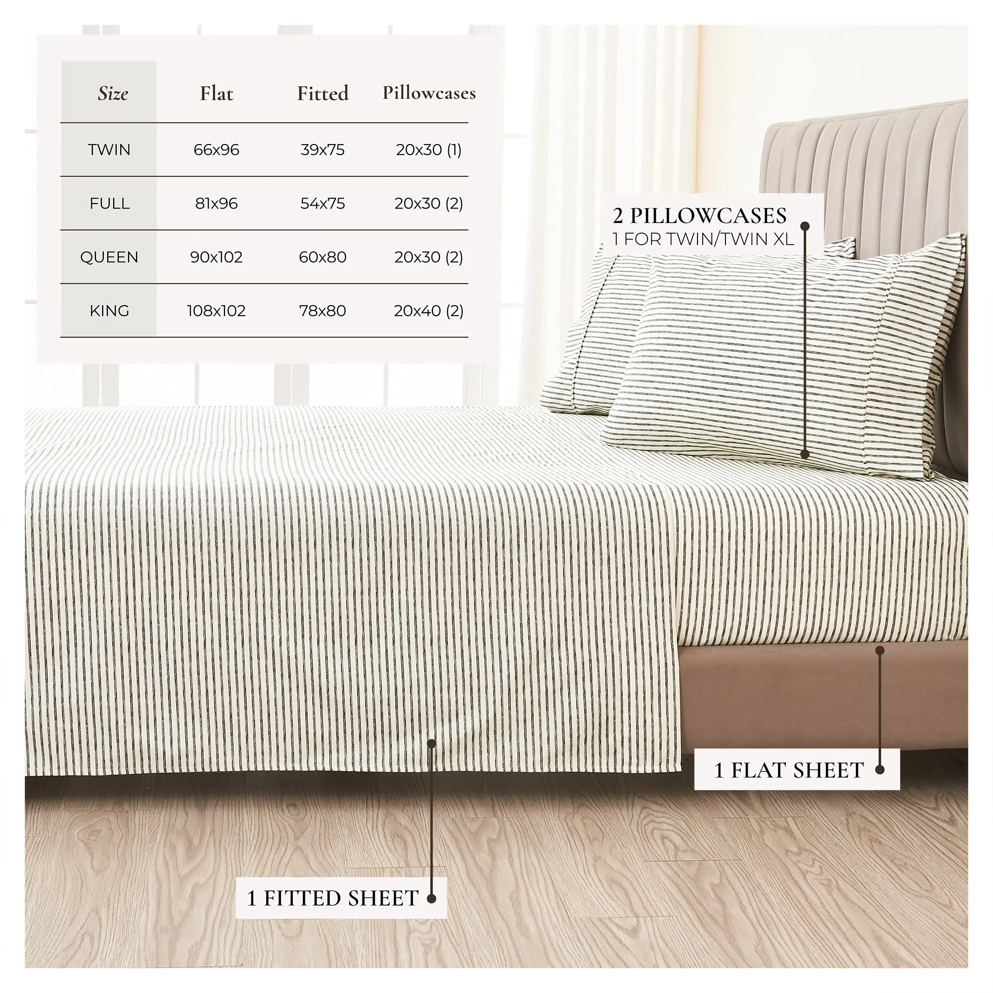 Striped Sheet Set - Evette Collection - Image 33