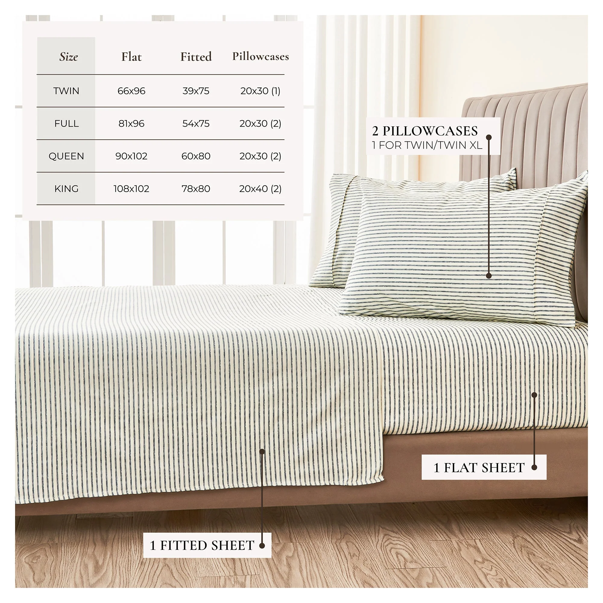 Striped Sheet Set - Evette Collection - Image 5