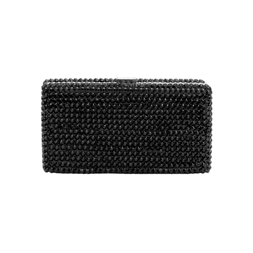 Studded Bling Rectangle Evening Clutch Crossbody Bag - Image 2