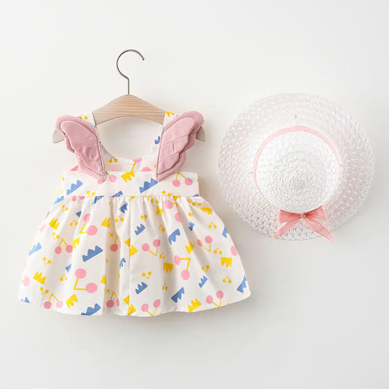 Summer Big Dot Wings Princess Dress with Hat - Image 16
