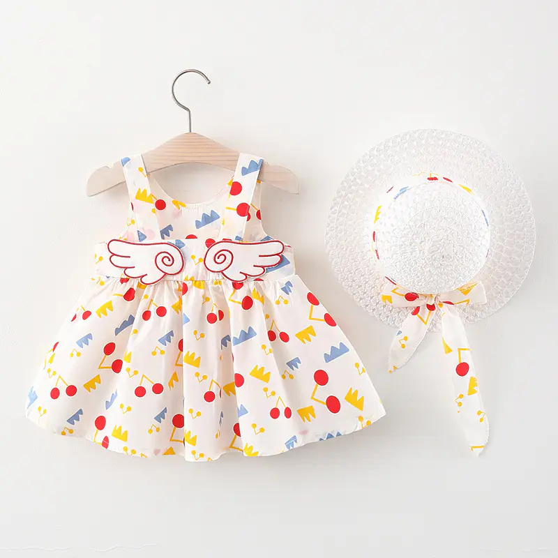 Summer Big Dot Wings Princess Dress with Hat - Image 35